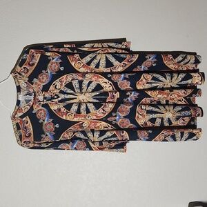 Cepas Dress Size 2XL Tunic Keyhole Western Wagon Wheel Floral